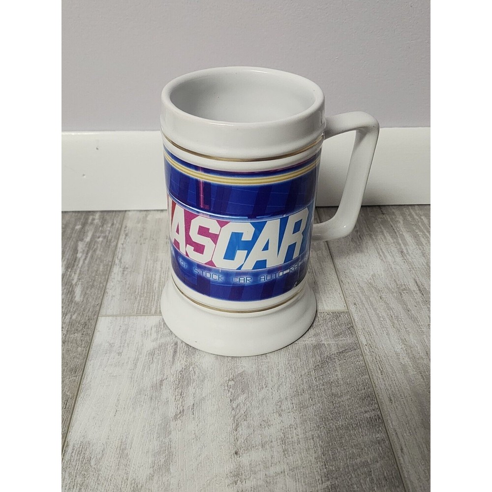 Vintage NASCAR Mug Cup gold trim 28 Ounces